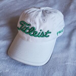 Titleist FootJoy FJ Pro V1 Golf Hat Cap Adjustable Strapback White Green